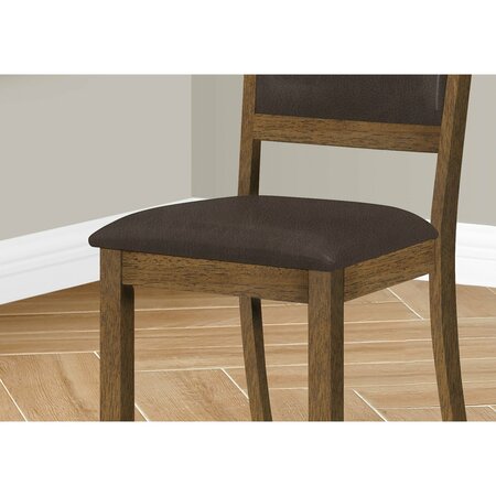 Monarch Specialties Dining Chair, Set Of 2, Side, Upholstered, Kitchen, Dining Room, Brown Leather Look I 1310